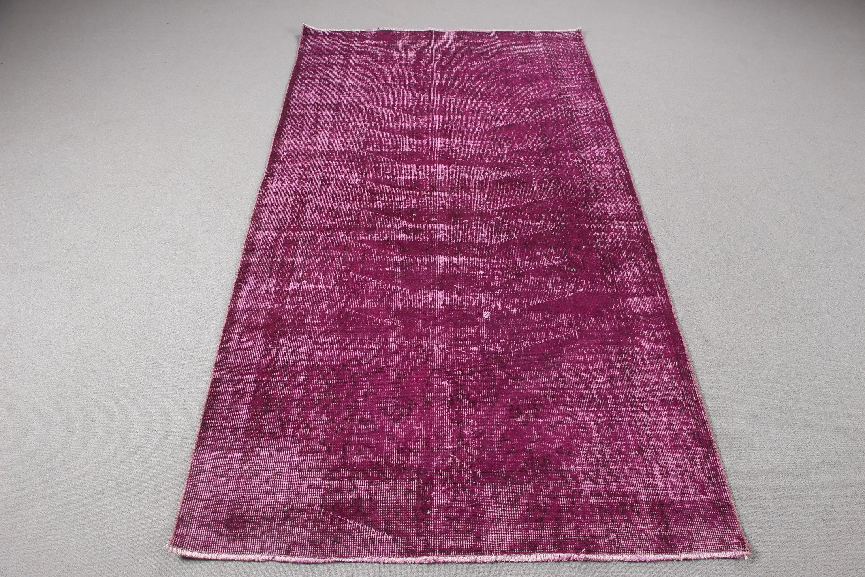3.7x7 ft Turkish Vintage Rug, Area Rug, Pink Wool Rug - 1