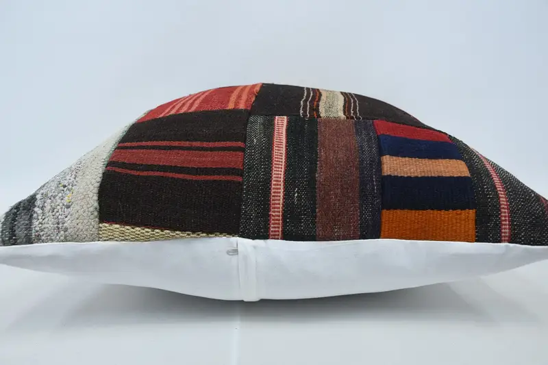 Vintage Kilim Pillow, Wool Kilim Pillow Pillow Cover, 28x28 Brown Cushion Cover, Ethnical Kilim Rug Pillow, Interior Designer Pillow, Pillow Sham - 5
