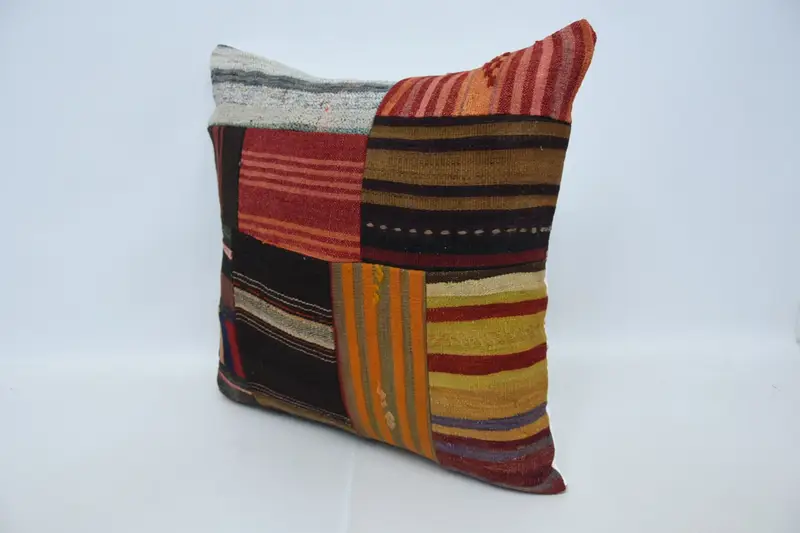 Vintage Kilim Pillow, Wool Kilim Pillow Pillow Cover, 28x28 Brown Cushion Cover, Ethnical Kilim Rug Pillow, Interior Designer Pillow, Pillow Sham - 4