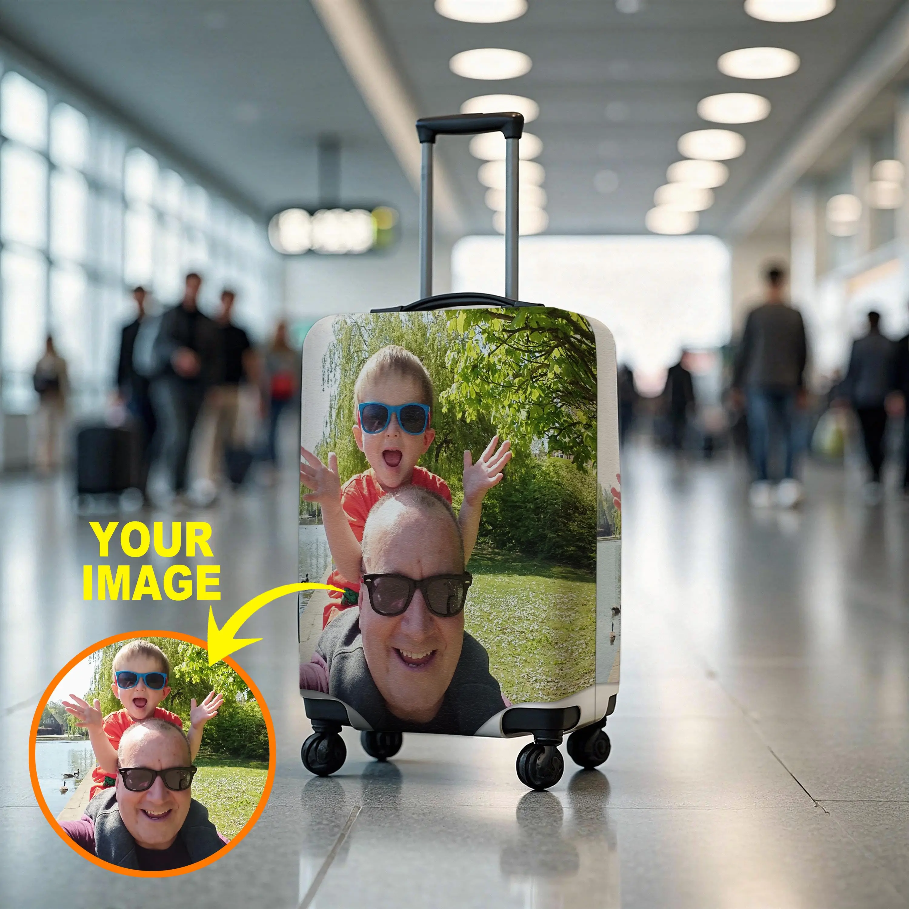 Personalized Luggage Cover with Your Image, Custom Suitcase Cover, Travel Accessory, Photo Gift for - 1