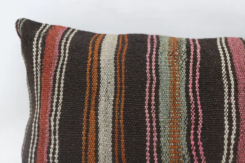 Turkish Kilim Pillow, Morroccon Kilim Cushion Cushion Cover, 16x48 Brown Cushion Case, Handmade Kilim Cushion, Ethnical Kilim Rug Pillow, Cushion - 2