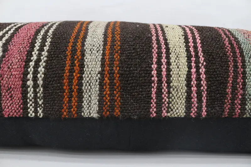 Turkish Kilim Pillow, Morroccon Kilim Cushion Cushion Cover, 16x48 Brown Cushion Case, Handmade Kilim Cushion, Ethnical Kilim Rug Pillow, Cushion - 6