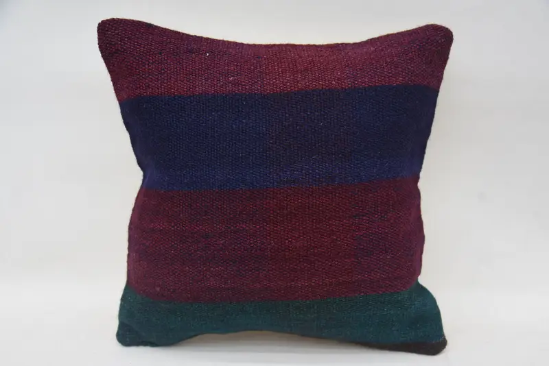 Cojín de kilim hecho a mano, funda de almohada de almohada étnica, cubierta de cojín azul 12x12, caja de almohadas, almohada de diseñador de interiores, kilim cojín simulado - 4