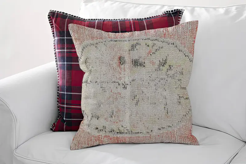 El Yapımı Güneybatı İşlemeli Yastık, Vintage Çiftlik Evi Atma Yastığı