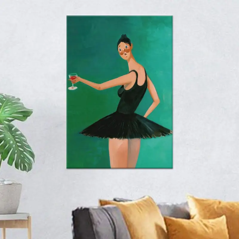 Modern Soyut Kız Kanvas: Kız Odası için Trendy Balerin Hediyesi