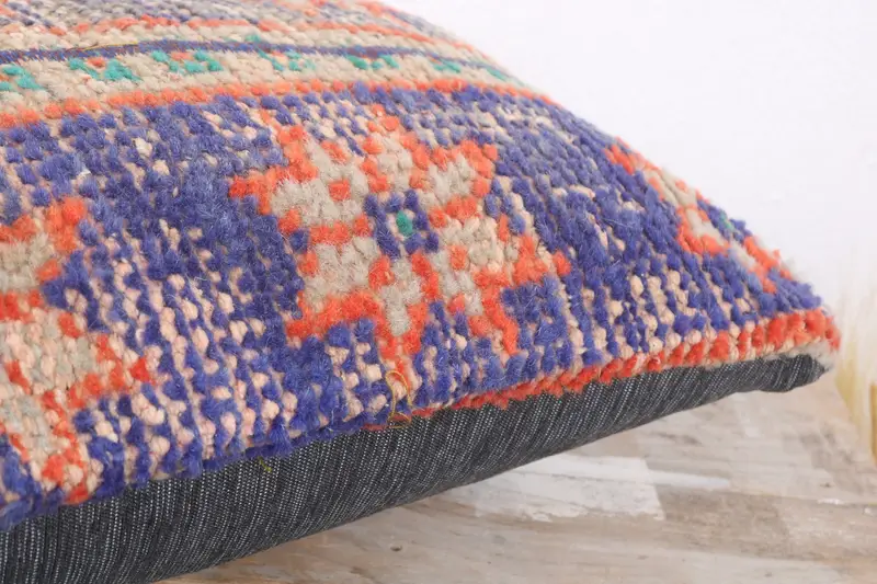 Turkish Kilim Pillow, 12x20 Blue Cushion Cover, Kilim Cushion Sham, Vintage Pillow, Outdoor Bolster Pillow Sham, Cushion Cover - 6