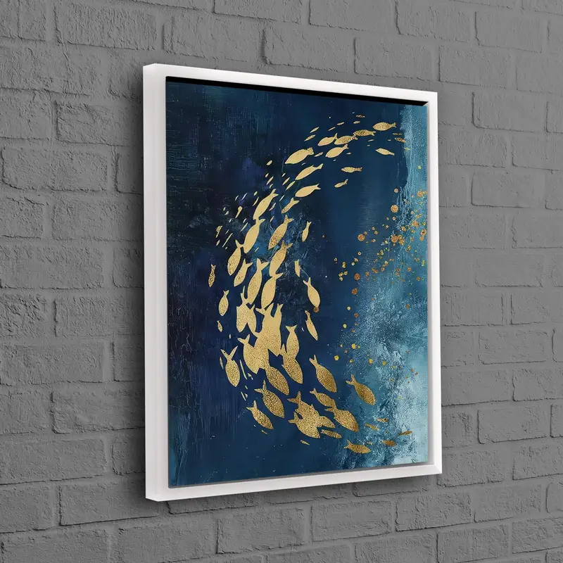 Modern Lüks Soyut Kanvas: Zarif Balık Baskı Sanatı