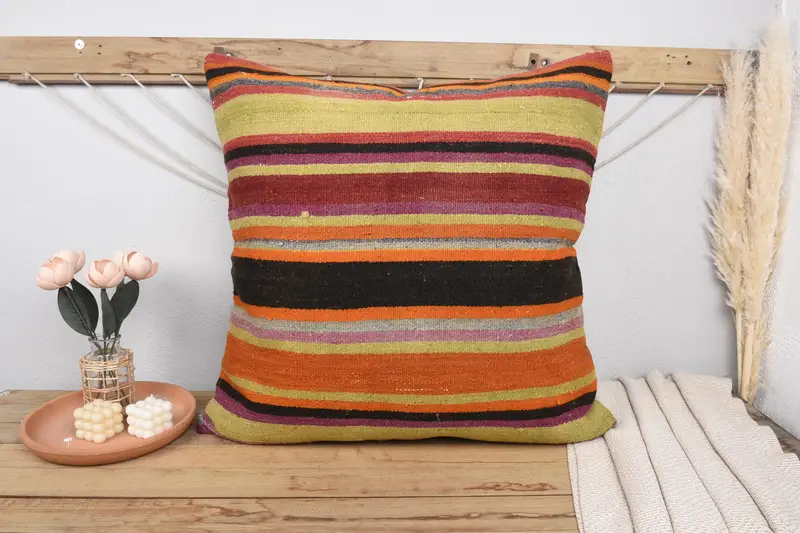 32x32 Red Pillow Sham, Handmade Kilim Cushion, Outdoor Throw Cushion Case, Vintage Pillow, Art Deco Cushion Case, Home Decor Pillow, Pillow Sham - 2
