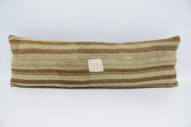 Kilim Pillow, Turkish Bench Pillow Sham, Car Cushion Case, 16x48 Beige Pillow Case, Kilim Pillow Cover, Cushion Case, Pillow for Sofa - 1