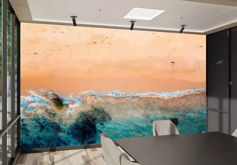 Sonderanfertigung, Meereslandschaft, Papierwandkunst, 3D -Mallpapier, Strandlandschafts -Mallpapier, Meereslandschaftswand Wandgemälde, - 3