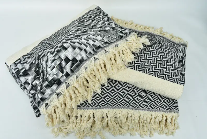 Family Gift Basket, 96x80 Cotton Diamond Towel, Woven Throw Blanket, Wedding For Favor, Valentine Day Gift For Her, Tablecloth, Throw Blanket Couch - 6