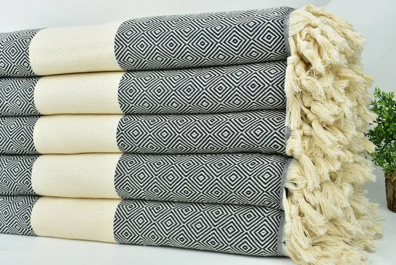 Family Gift Basket, 96x80 Cotton Diamond Towel, Woven Throw Blanket, Wedding For Favor, Valentine Day Gift For Her, Tablecloth, Throw Blanket Couch - 3