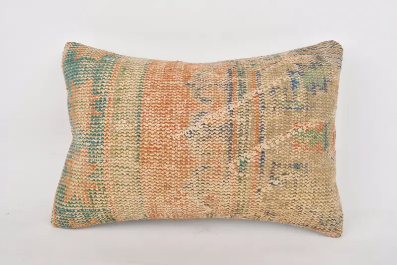 Grünes und rotes Blumenkissen, 16x24 handgemachtes Kissen