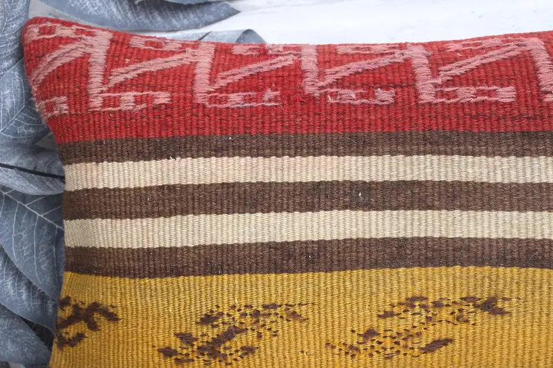 Pillow Case, Home Decor Pillow, Shabby Chic Cushion Case, Throw Kilim Pillow, Interior Designer Pillow, 12x20 Yellow Cushion - 2