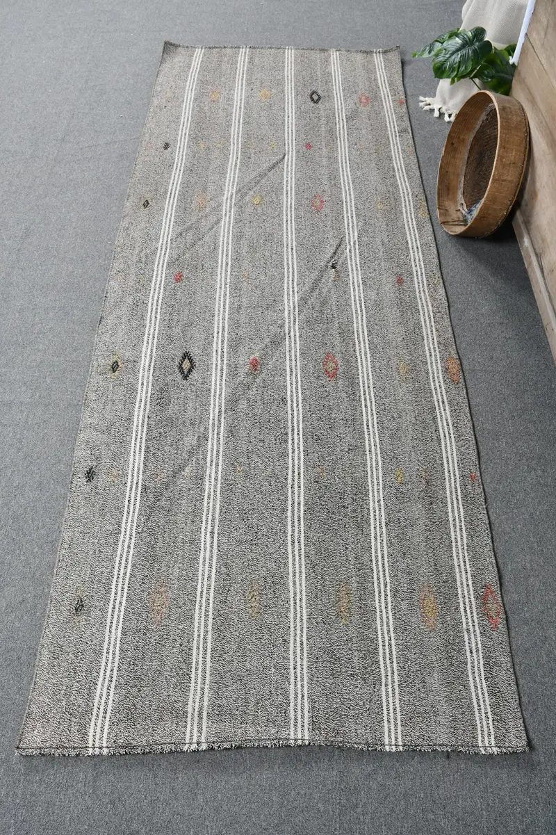 Kahverengi Oryantal Halı, 3,1x8 ft Bej Vurgulu