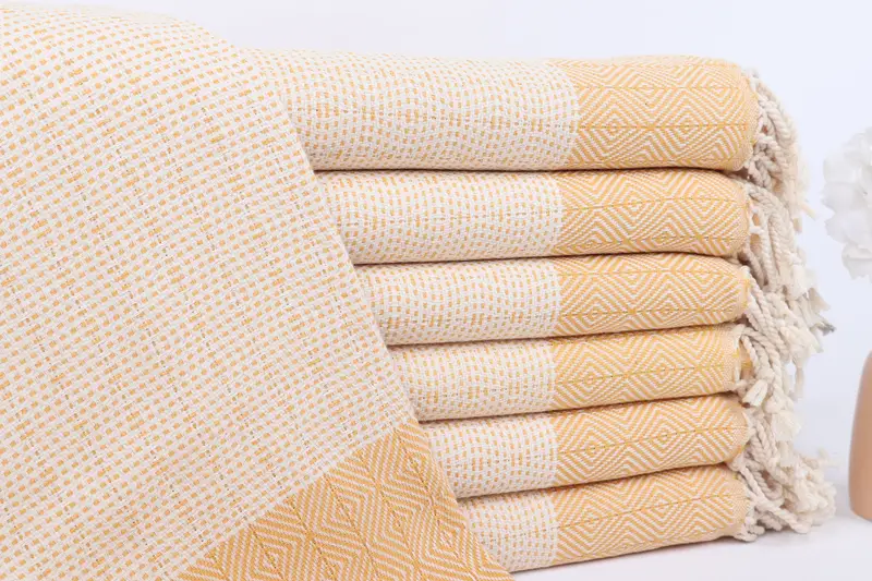 Custom Beach Towel Personalized Mustard Turkish Cotton, 40x71 Inches