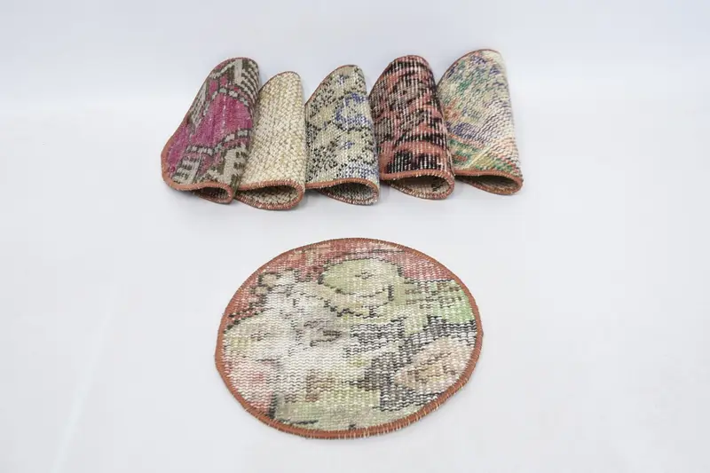 Grünes und lila Kelim-Tischset, eleganter türkischer Teppich-Untersetzer