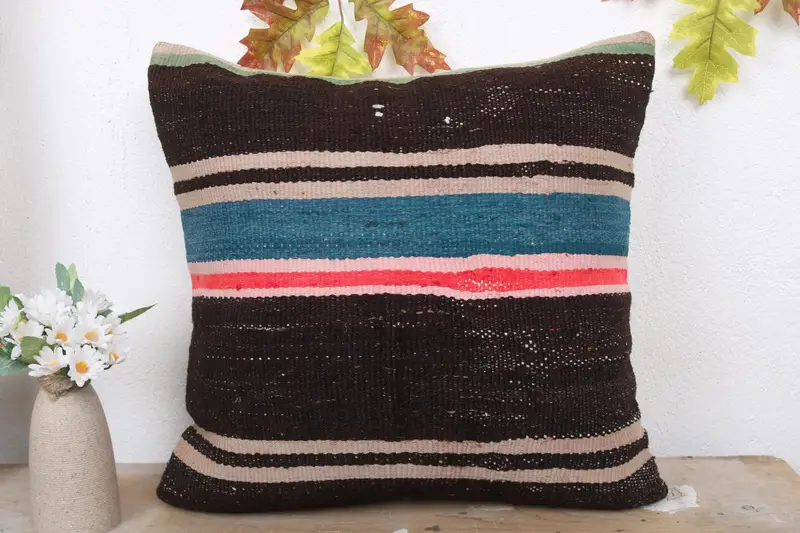 Chair Pillow Case, Pillow Case, Boho Pillow, Luxury Cushion Cover, Interior Designer Pillow, Gift Pillow, 18x18 Brown Pillow Sham - 2