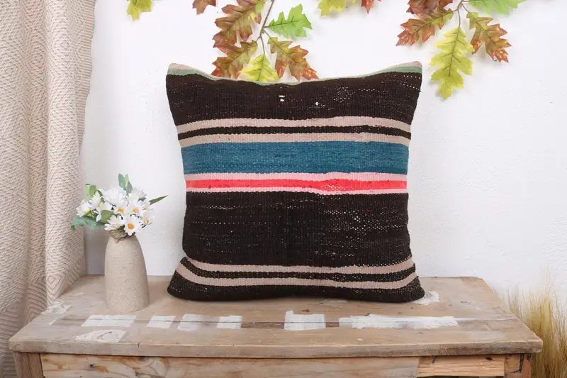 Chair Pillow Case, Pillow Case, Boho Pillow, Luxury Cushion Cover, Interior Designer Pillow, Gift Pillow, 18x18 Brown Pillow Sham - 1