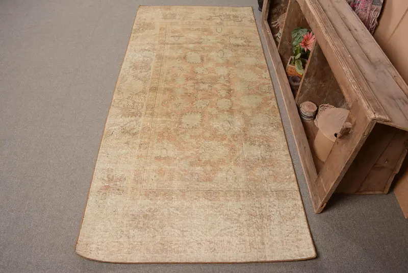 ブラウン & グリーン チェック ラグ、3.4x7.6 フィート シックな装飾