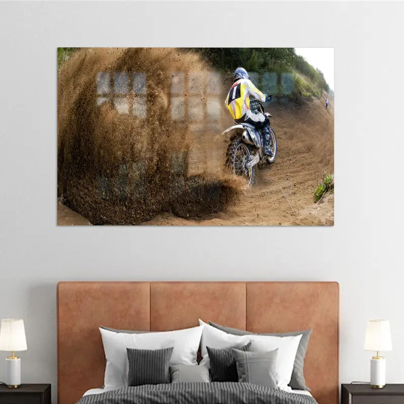 Vidrio impreso elegante: tema moderno de ciclista de montaña para Man Cave