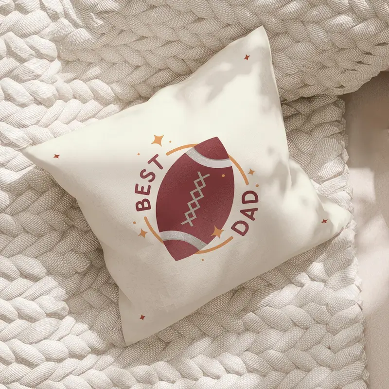 Modern Football Dad Pillow Cover, Father’s Day Gift for Sports Dads, Cozy Home Decor - 1
