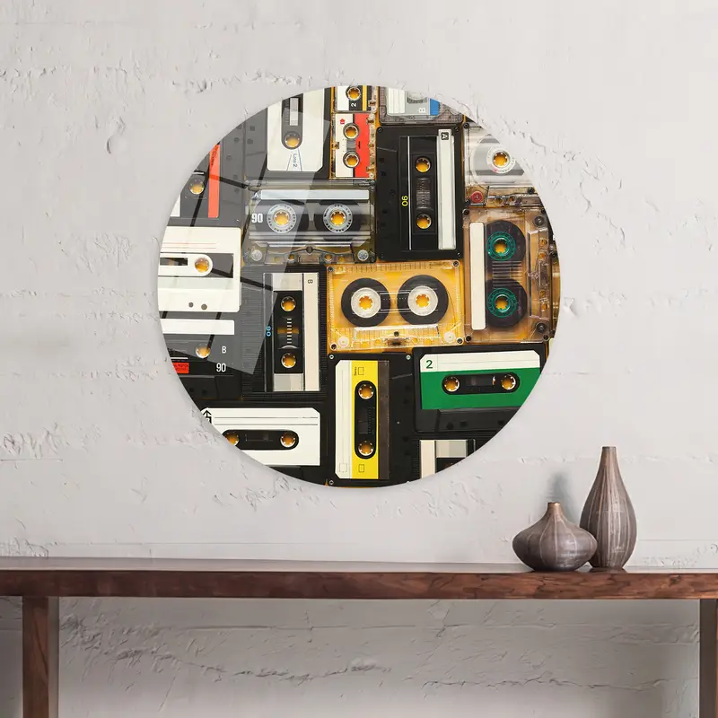 Vintage Cassette Printed Canvas: Retro Audio Nostalgia Art