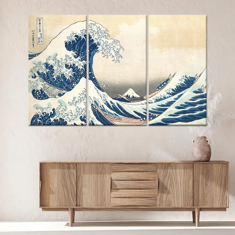 Çağdaş Soyut Deniz Manzarası Kanvası: Hokusai'den Büyük Dalga