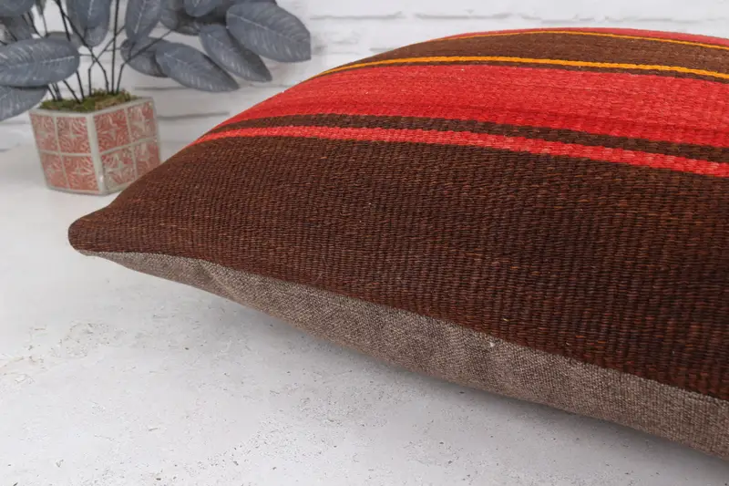 Muted Cushion, 22x22 Red Pillow Case, Retro Cushion, Pillow for Sofa, Chair Pillow, Boho Pillow Sham Cover, Pillow, Vintage Kilim Pillow - 8