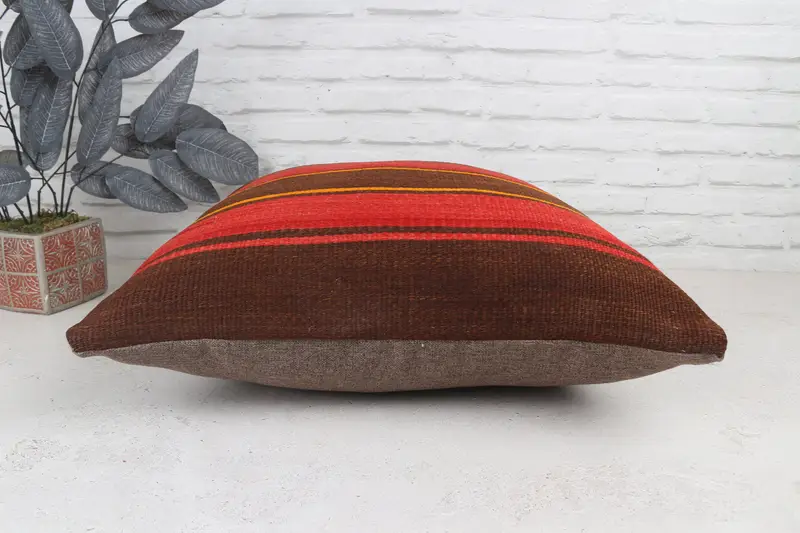 Muted Cushion, 22x22 Red Pillow Case, Retro Cushion, Pillow for Sofa, Chair Pillow, Boho Pillow Sham Cover, Pillow, Vintage Kilim Pillow - 6
