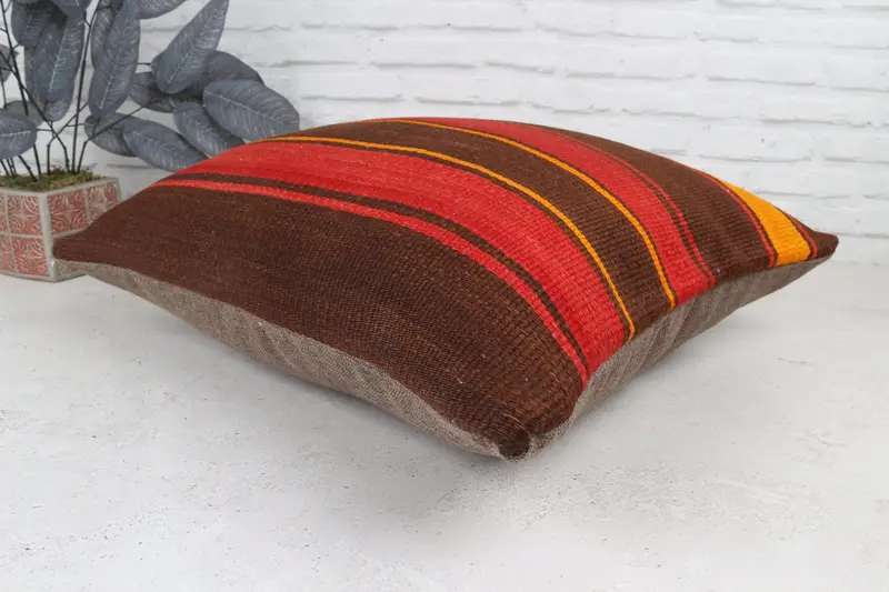 Muted Cushion, 22x22 Red Pillow Case, Retro Cushion, Pillow for Sofa, Chair Pillow, Boho Pillow Sham Cover, Pillow, Vintage Kilim Pillow - 7