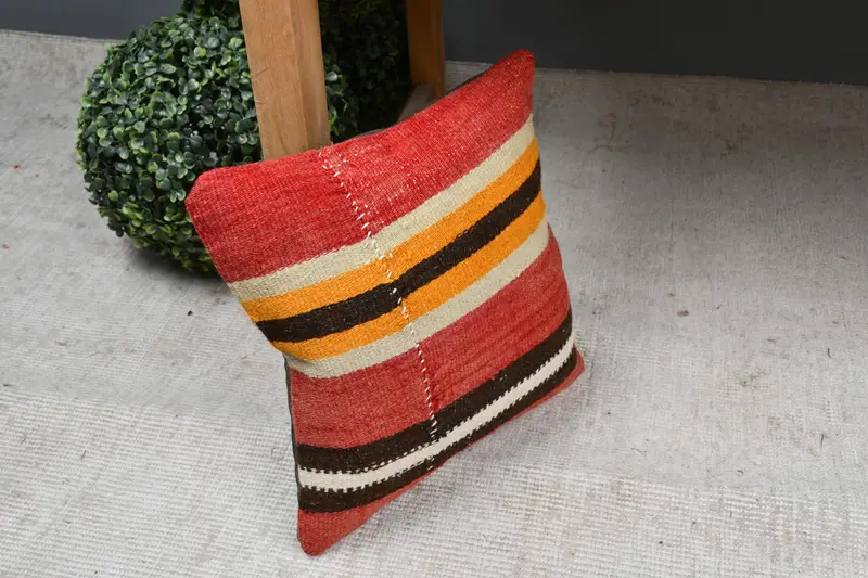 Case de almohadas del suroeste, almohada de lanza Kilim, caja de almohada al aire libre, almohada vintage, caja de almohada roja 12x12, almohada, almohada de kilim vintage - 6