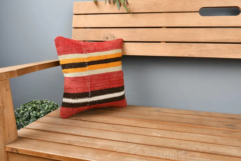 Case de almohadas del suroeste, almohada de lanza Kilim, caja de almohada al aire libre, almohada vintage, caja de almohada roja 12x12, almohada, almohada de kilim vintage - 1