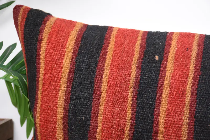 Traditional Cushion, 16x48 Brown Pillow Cover, Pillow Case, Handmade Kilim Cushion, Vintage Kilim Pillow, Vintage Kilim Throw Pillow - 2