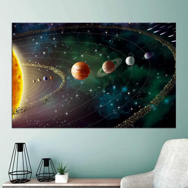Modern Space Canvas: Trendy Planets & Sun Print