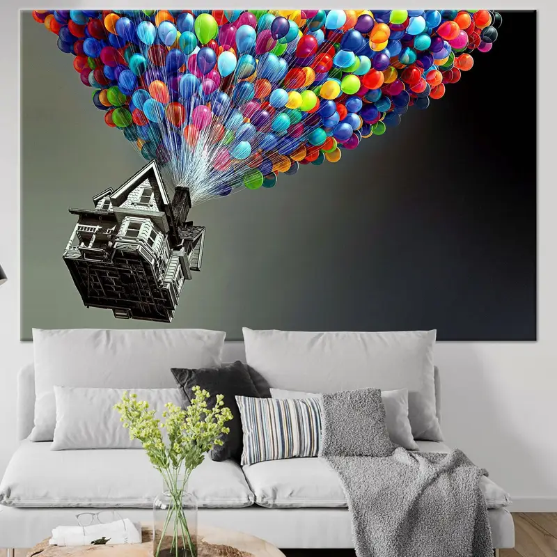 Up Movie Wall Art, Air Balloons, Balloons Wall Decor, Up Movie Poster, Carl Fredricksen, Kids Wall Art, Nursery Room Decor, Rainbow Wall Art - 1