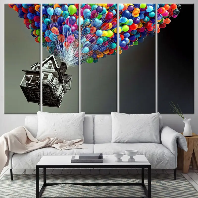 Up Movie Wall Art, Air Balloons, Balloons Wall Decor, Up Movie Poster, Carl Fredricksen, Kids Wall Art, Nursery Room Decor, Rainbow Wall Art - 4