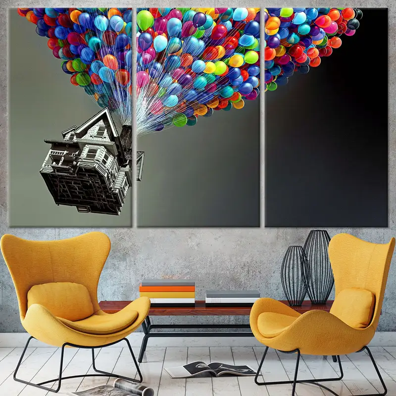 Up Movie Wall Art, Air Balloons, Balloons Wall Decor, Up Movie Poster, Carl Fredricksen, Kids Wall Art, Nursery Room Decor, Rainbow Wall Art - 2