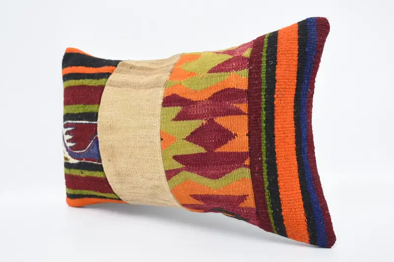 Ethnic Throw Cushion Cover, Kilim Cushion Sham, Aesthetic Pillow Cover, Pillow, Kilim Pillow Cover, 12x20 Red Pillow Sham, Turkish Pillow - 4