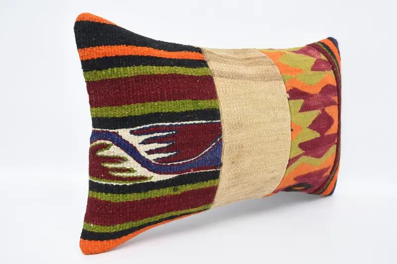 Ethnic Throw Cushion Cover, Kilim Cushion Sham, Aesthetic Pillow Cover, Pillow, Kilim Pillow Cover, 12x20 Red Pillow Sham, Turkish Pillow - 3