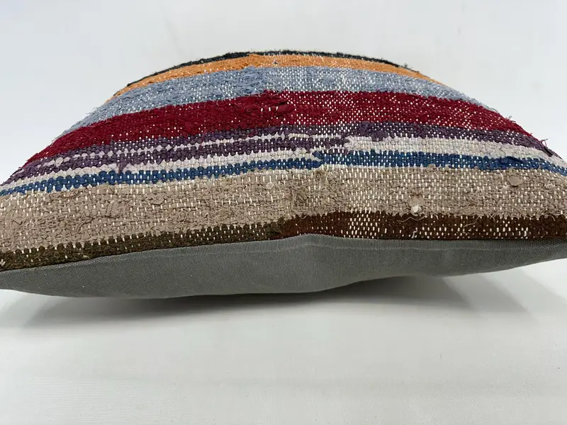 Handmade Striped Embroidered Throw Pillow, 20x20 Inches, Pillow Cover - 5