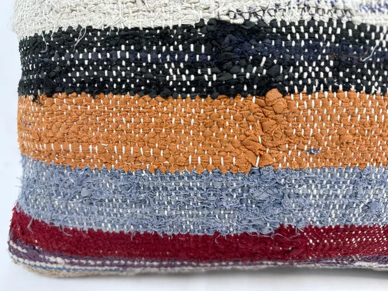 Handmade Striped Embroidered Throw Pillow, 20x20 Inches, Pillow Cover - 2