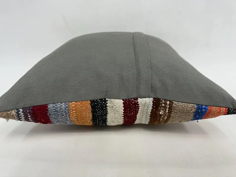 Handmade Striped Embroidered Throw Pillow, 20x20 Inches, Pillow Cover - 7
