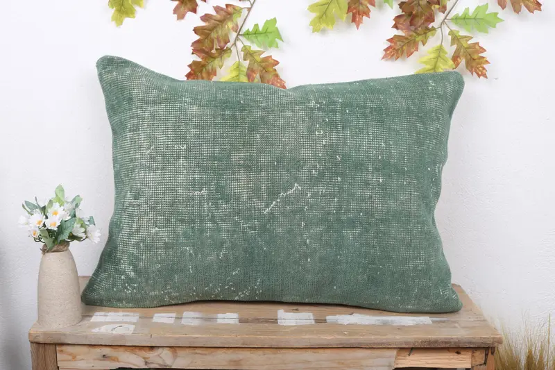 Almohada verde del suroeste bordada, almohada de tiro hecha a mano de 20x28