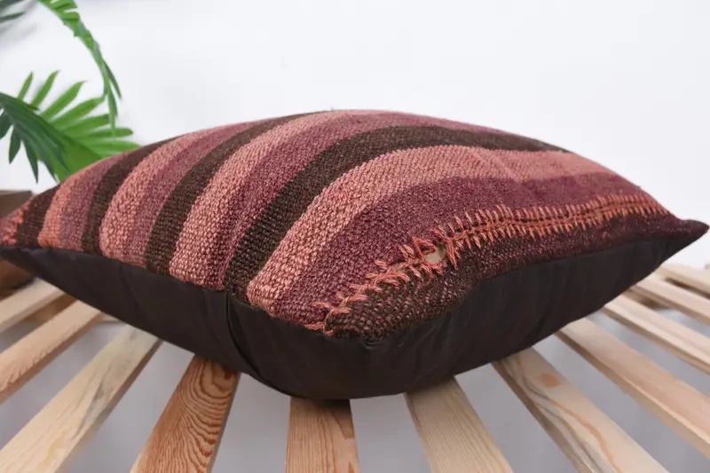 Turkish Kilim Pillow, 20x20 Brown Cushion, Retro Pillow Case, Cushion, Outdoor Bolster Cushion, Antique Pillows, Gift Pillow - 6