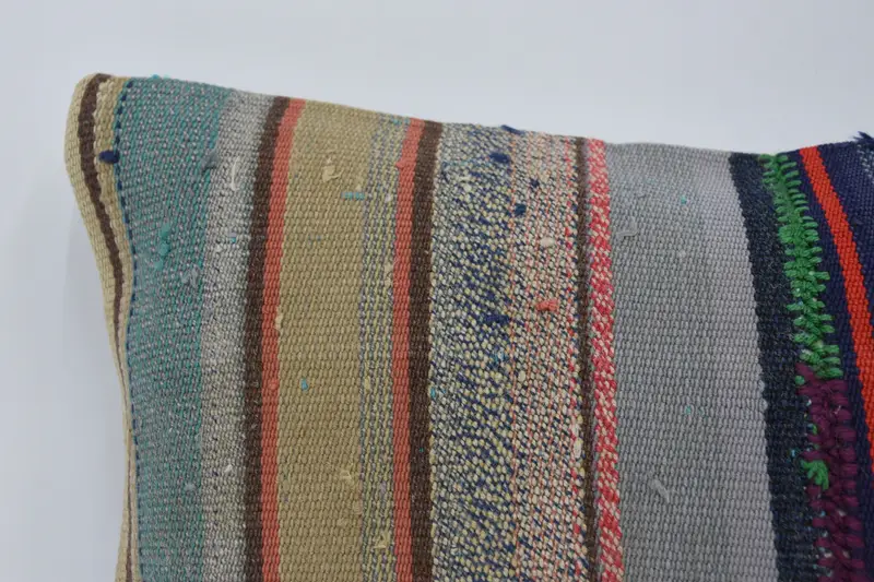 Throw Kilim Pillow, Cushion Case, Floor Cushion, Gift Pillow, Interior Designer Pillow, Bolster Throw Pillow Cover, 12x36 Blue Pillow Case - 2