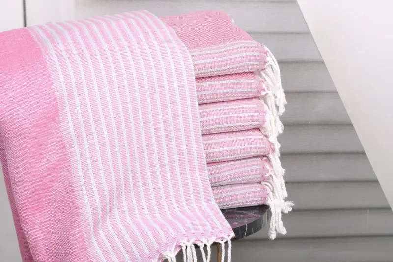 Fuchsia-Gray Cotton Towel Personalized Monogrammed, 36x71 Inches