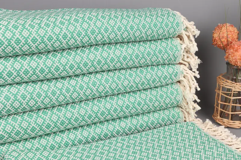 Custom Beach Towel Embroidered Green Diamond Towel 40x71 Inches