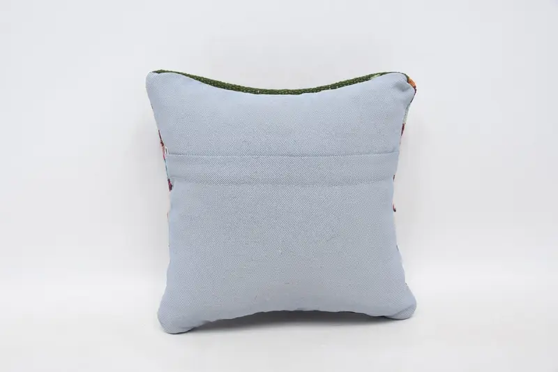 Luxury Pillow Case, Vintage Pillow, Handwoven Pillow Cover Pillow Case, Kilim Pillow Cover, Pillow Sham, 12x12 Blue Cushion, Turkish Kilim Pillow - 6