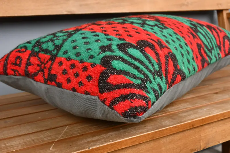 Pillow Cover, Handmade Cushion Cover, 16x24 Green Cushion, Gift Pillow, Anatolian Cushion, Interior Designer Pillow, Vintage Kilim Throw Pillow - 3